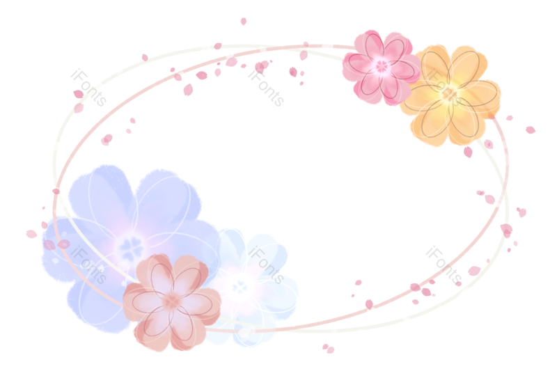 边框图片,花朵元素,春天PNG,手绘免抠素材